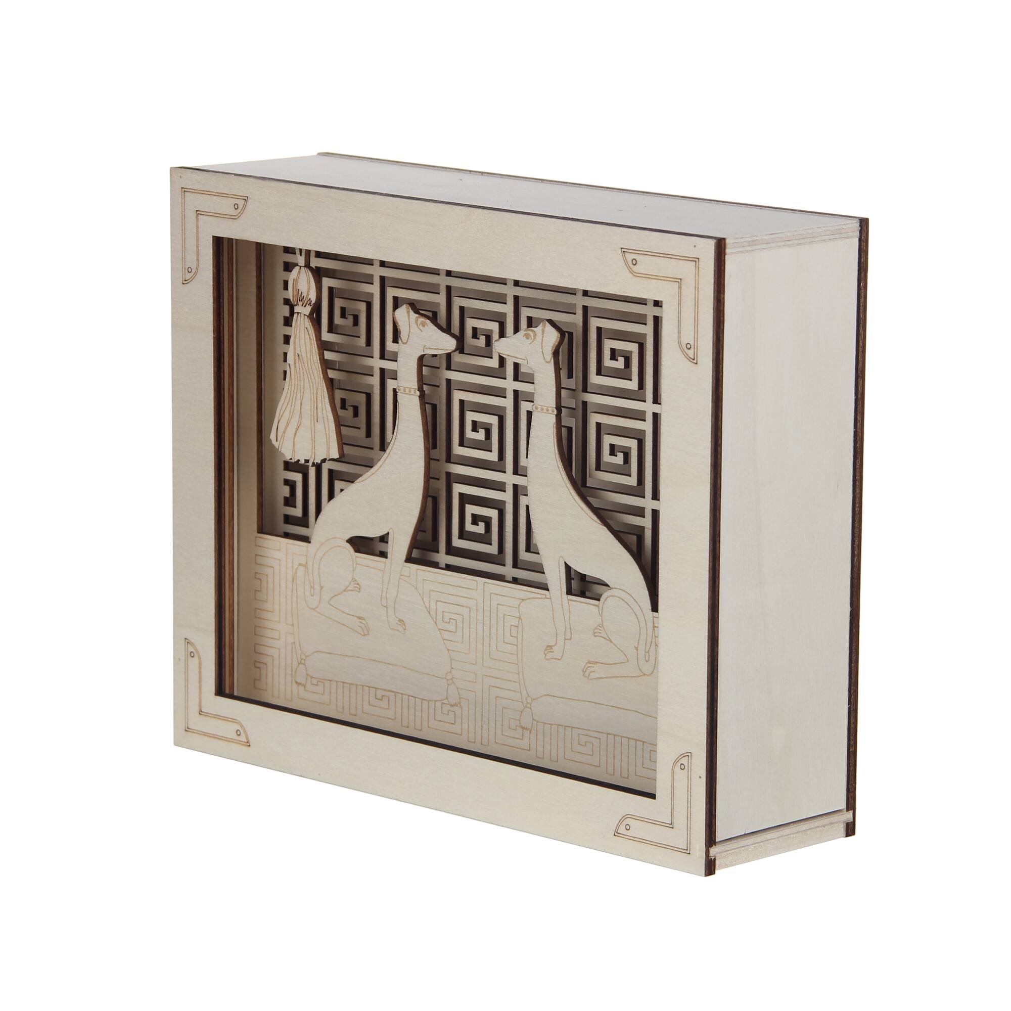 Jonathan Adler x Michaels 8.75" Sitting Greyhounds DIY LED Shadow Box Décor